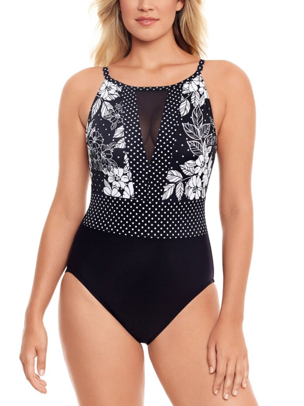 Swim Solutions Womens High-Neck One-Piece Swimsuit